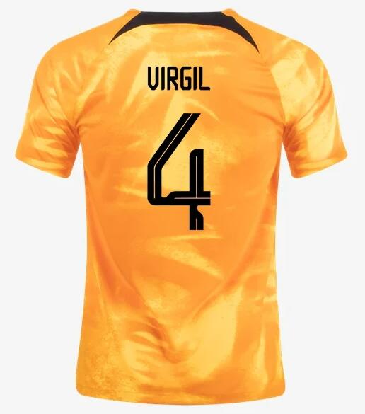 Netherlands 2022 World Cup Home 4 Virgil Shirt Soccer Jersey