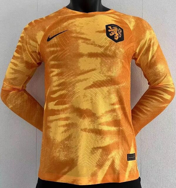 Netherlands 2022 World Cup Home Match Version Long Sleeved Shirt Soccer Jersey