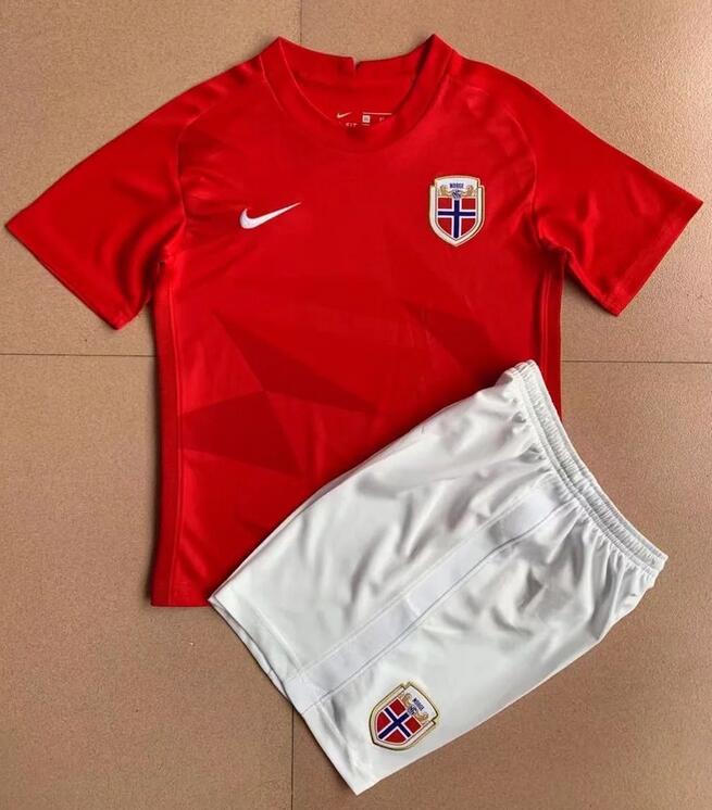 Norway 2022/23 Home Kids Soccer Kit Children Shirt And Shorts