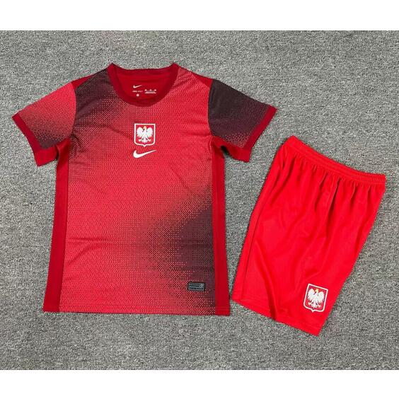 Poland 2024/25 Away Kids Soccer Kit Children Shirt And Shorts