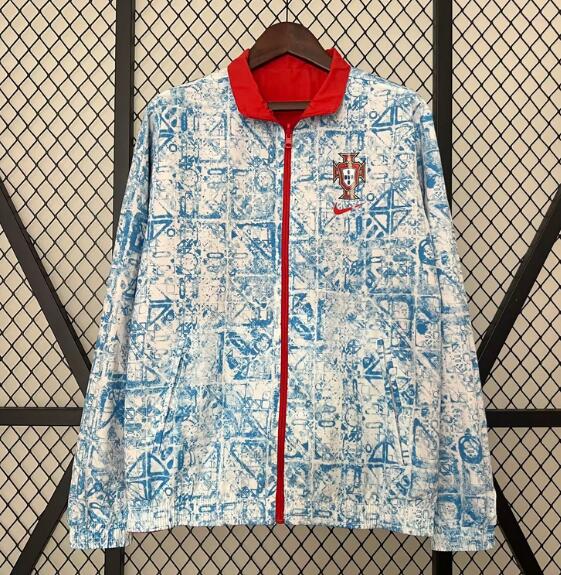 Portugal 2024 Euro Cup Blue Red Both Face Windbreaker Jacket
