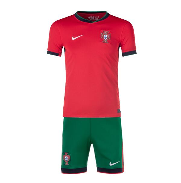 Portugal 2024 Euro Cup Home Kids Soccer Team Kit Children Shirt And Shorts