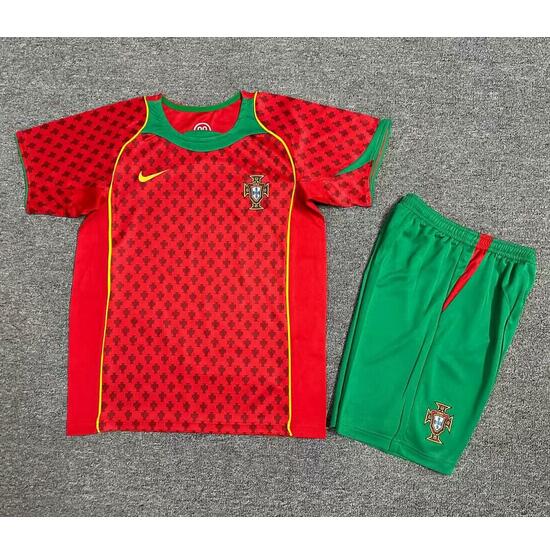 Portugal 2004 Home Kids Retro Soccer Kits Children Shirt + Shorts