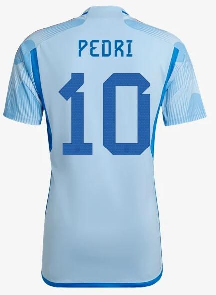 Spain 2022 World Cup Away 10 Pedri Shirt Soccer Jersey
