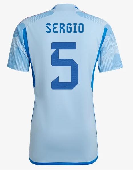 Spain 2022 World Cup Away 5 Sergio Shirt Soccer Jersey