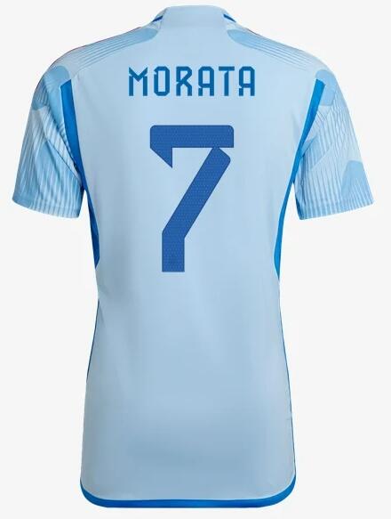 Spain 2022 World Cup Away 7 Morata Shirt Soccer Jersey