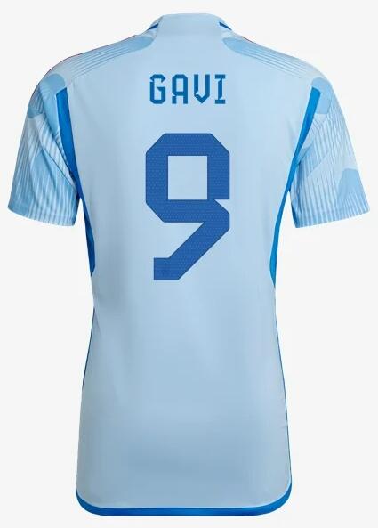 Spain 2022 World Cup Away 9 Gavi Shirt Soccer Jersey