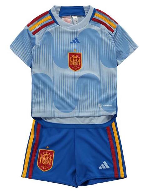 Spain 2022 World Cup Away Kids Soccer Kit Children Shirt And Shorts