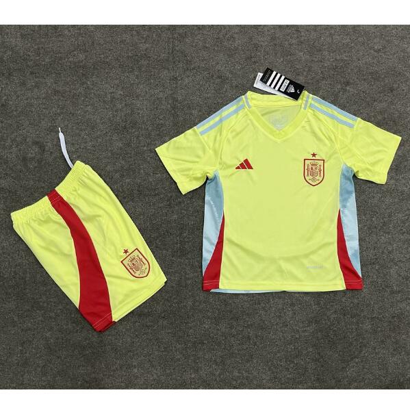 Spain 2024/25 Away Kids Soccer Kit Children Shirt And Shorts