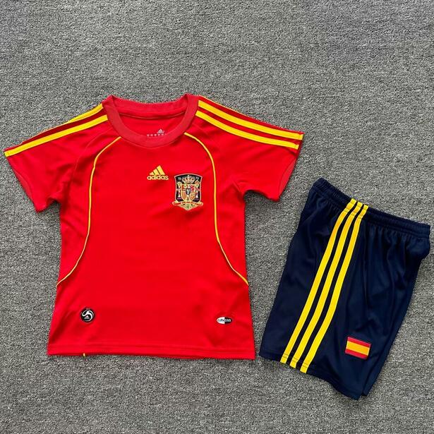 Spain 2008 Home Kids Retro Soccer Kits Children Shirt + Shorts