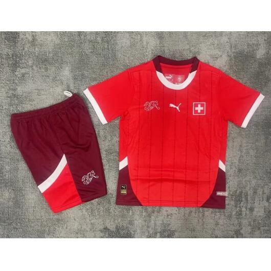 Switzerland 2024/25 Home Kids Soccer Kit Children Shirt And Shorts
