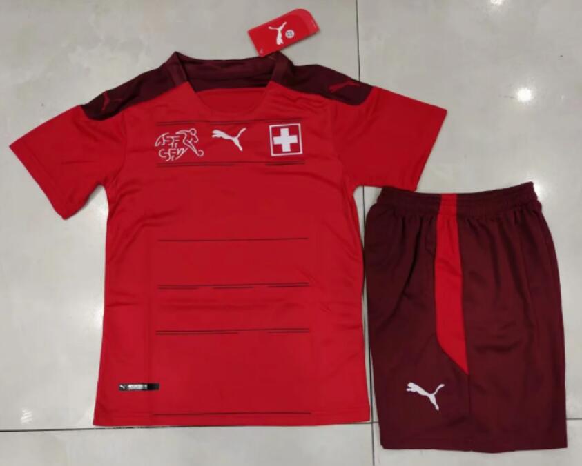 Switzerland 2020/21 Home Kids Soccer Kit Children Shirt And Shorts
