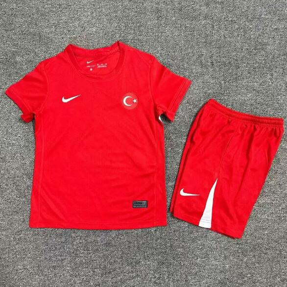 Turkey 2024/25 Away Kids Soccer Kit Children Shirt And Shorts
